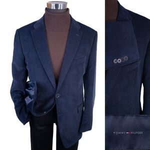 Tommy Hilfiger Men’s 44R Sports Coat Jacket Corduroy Blue Elbow Patches Preppy